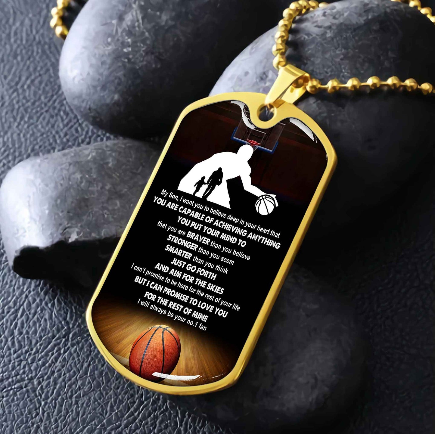 Sport Military Chain 18K Gold Plated Silver Plated To My Son From Dad Motivation Message I Will Always Be Your No 1 Fan