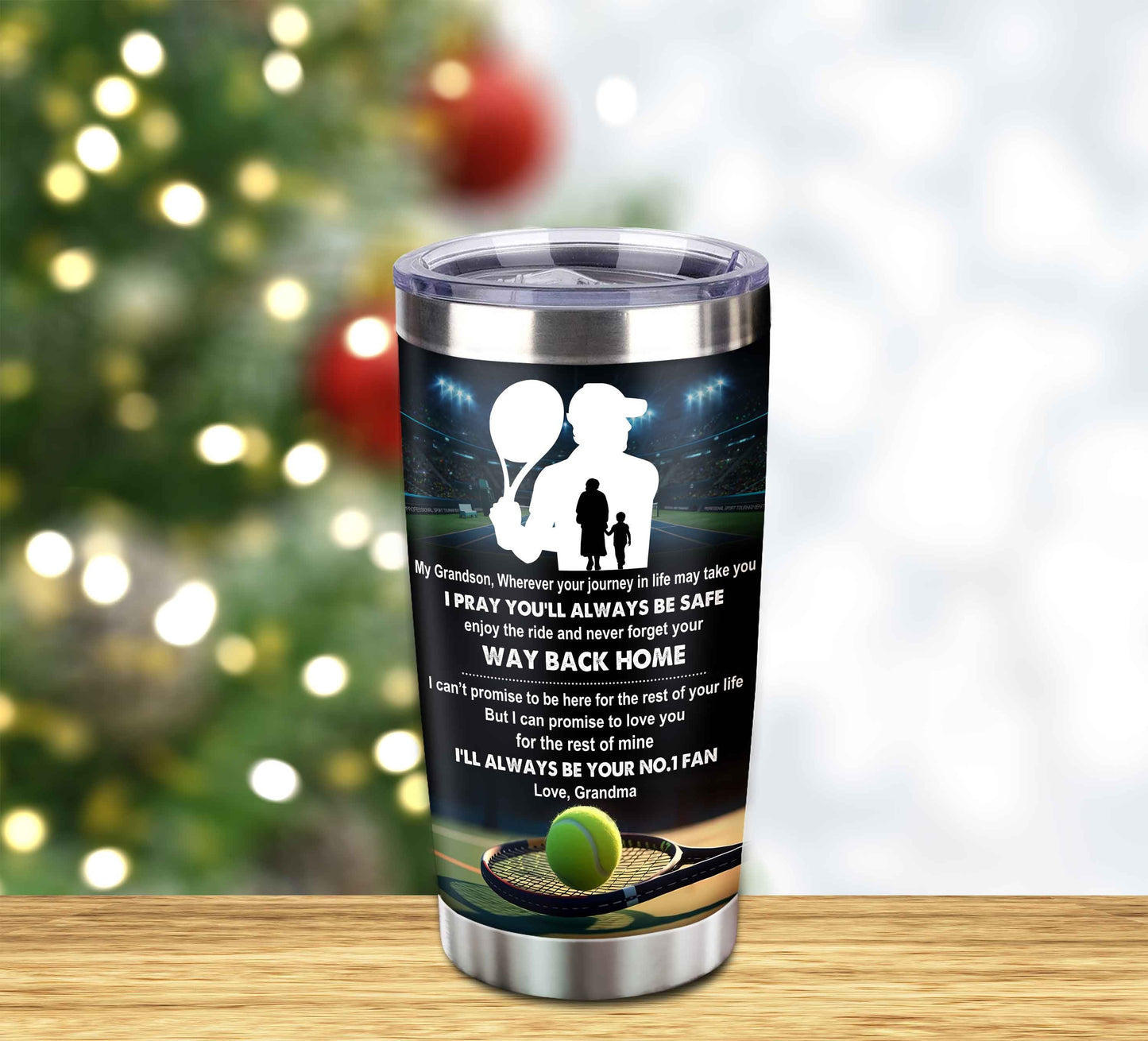 Customizable Tumbler To My Grandson With Inspriration Quotes From Grandpa And Grandma