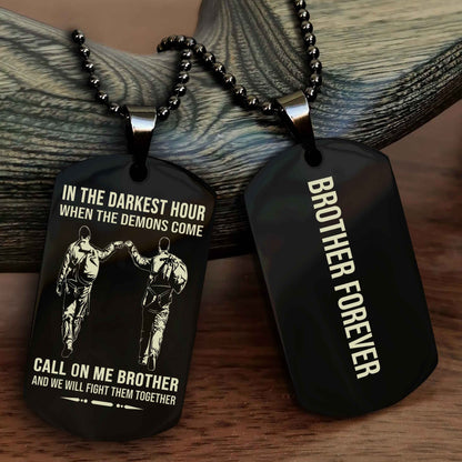 DRB Customizable engraved black dog tag double sided gift from brother, brother forevers