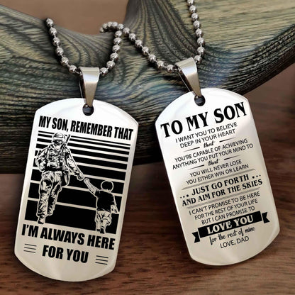 DRB Double Sided Dog Tag My Son Remember That - Gift For Son Just Go Forth And Aim For The Skies