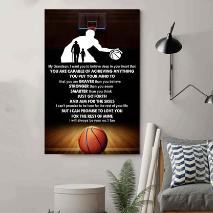 Tennis Poster Canvas Grandpa To Grandson - That You Are Braver Than You Believe You Are Capable Of I Will Always Your No 1 Fan