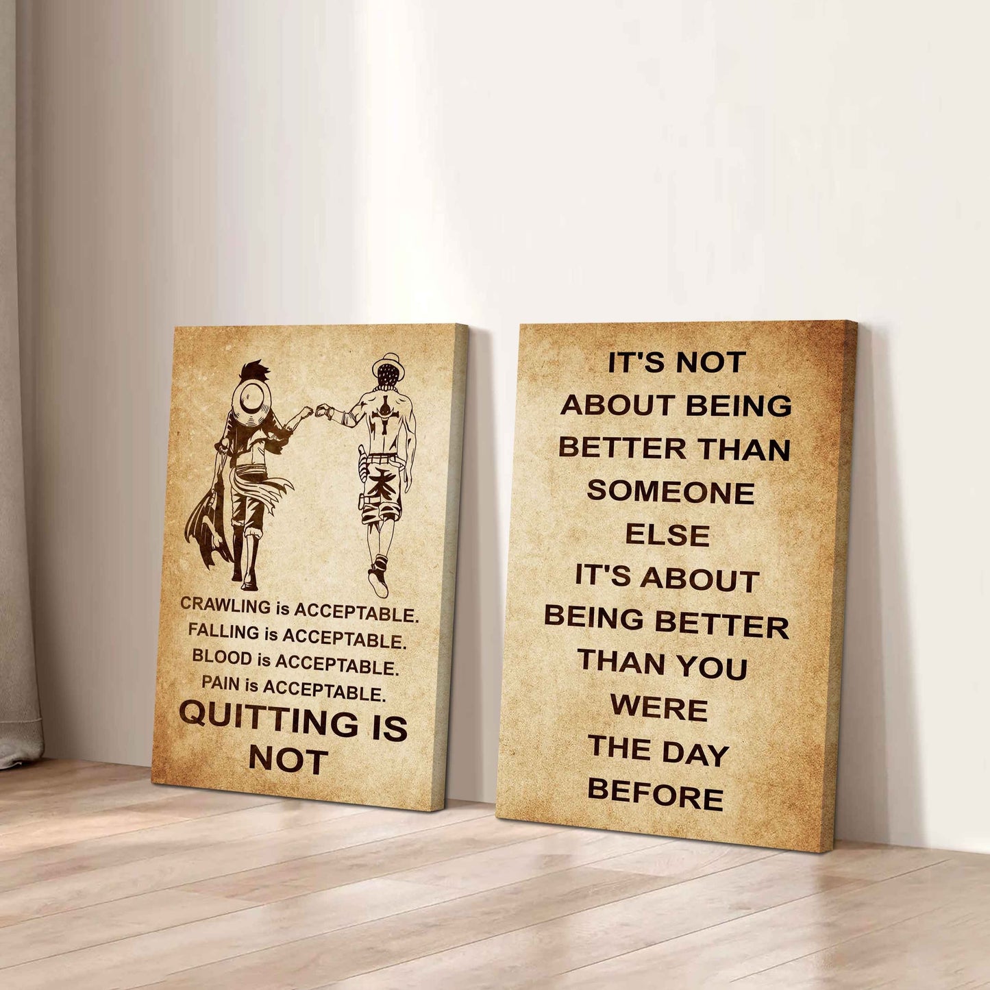 Combo 2 DRB Poster Canvas Quitting Is Not - It's Not About Being Better Than Someone Else It's About Being Better Than You Were The Day Before
