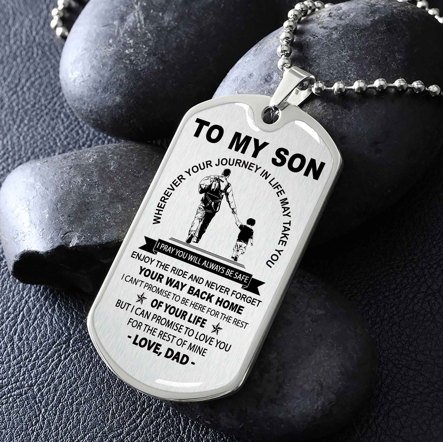 DRB Military Chain 18K Gold Plated Silver Plated To My Son Never Forget Your Way Back Home
