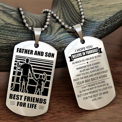 Knight Templar Personalized Double Sided Dog Tag Black To My Son I Love You - Enjoy The Ride And Never Forget Your Way Back Home From