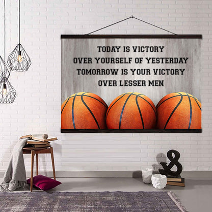 Basketball Poster Canvas Today Is Victory Over Your Self Best Gift With Motivation Quotes