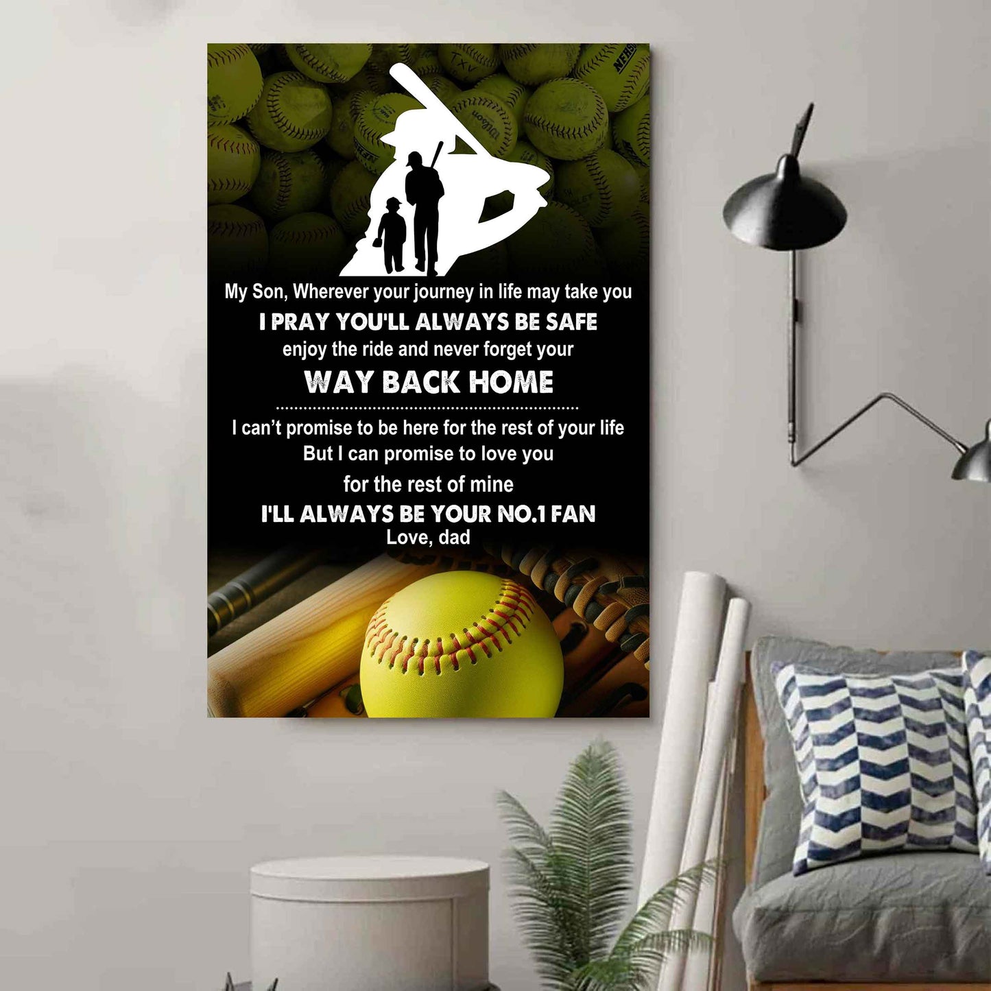 Sport Poster Canvas Dad To Son - Never Forget Your Way Back Home I Will Always Your No 1 Fan