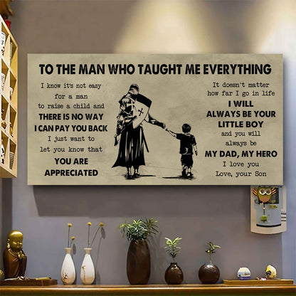 DRB To The Man Who Taught Me Everything - You Will Always Be My Hero Poster Canvas Gift For Father - Photo Upload