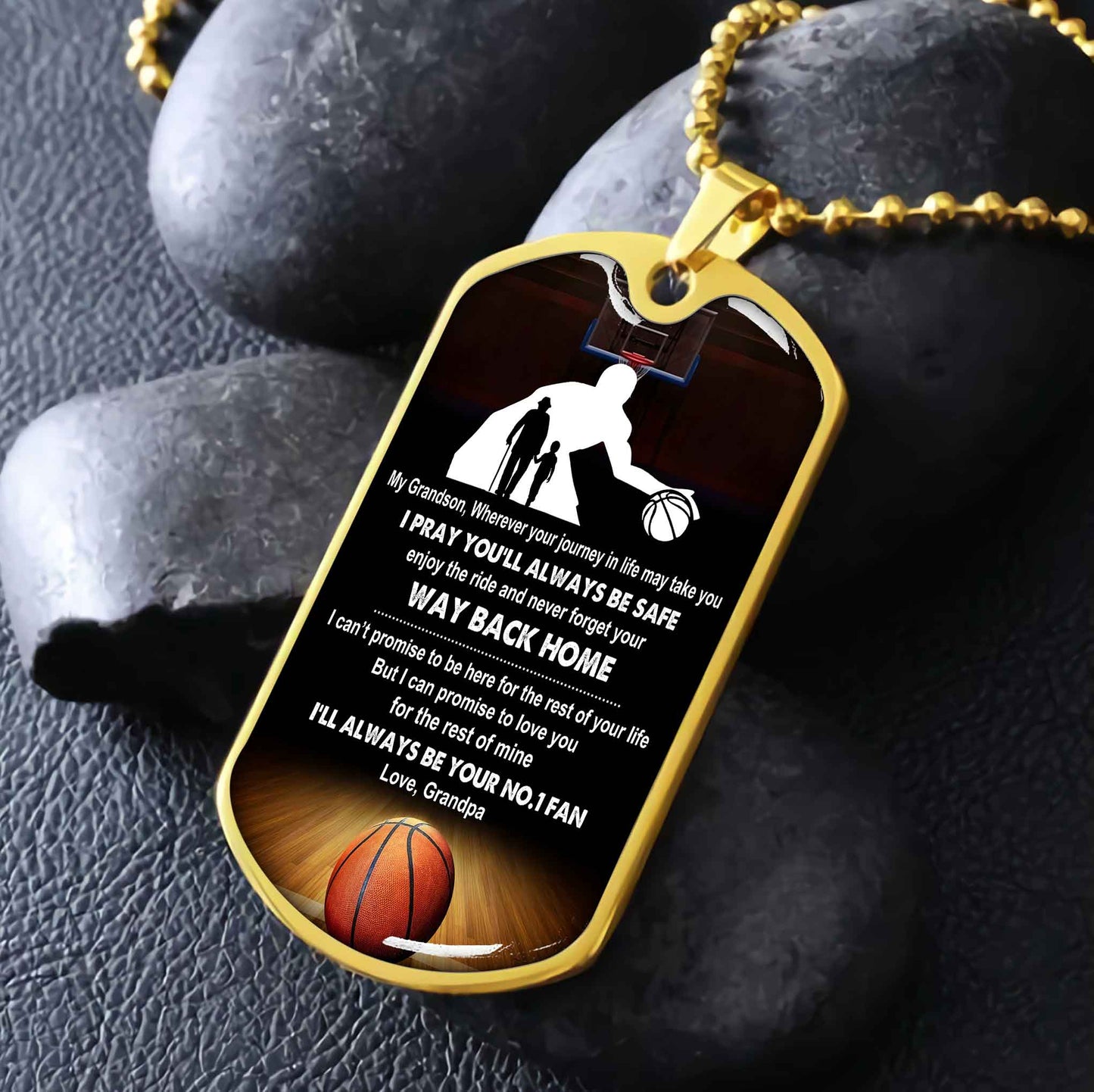 Sport Military Chain 18K Gold Plated Silver Plated To My Grandson From Grandpa Motivation Message I Will Always Be Your No 1 Fan