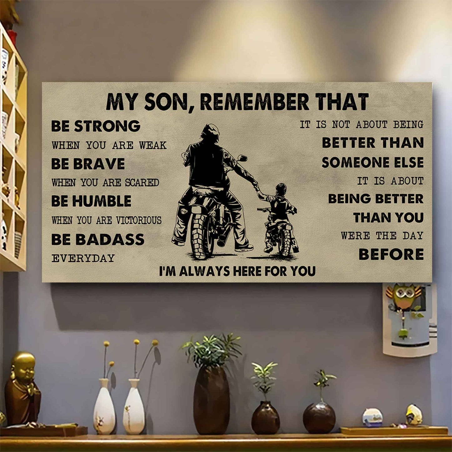 Personalized Sport Poster Canvas - My Son Remember That Be Strong When You Are Weak Be Badass Everyday