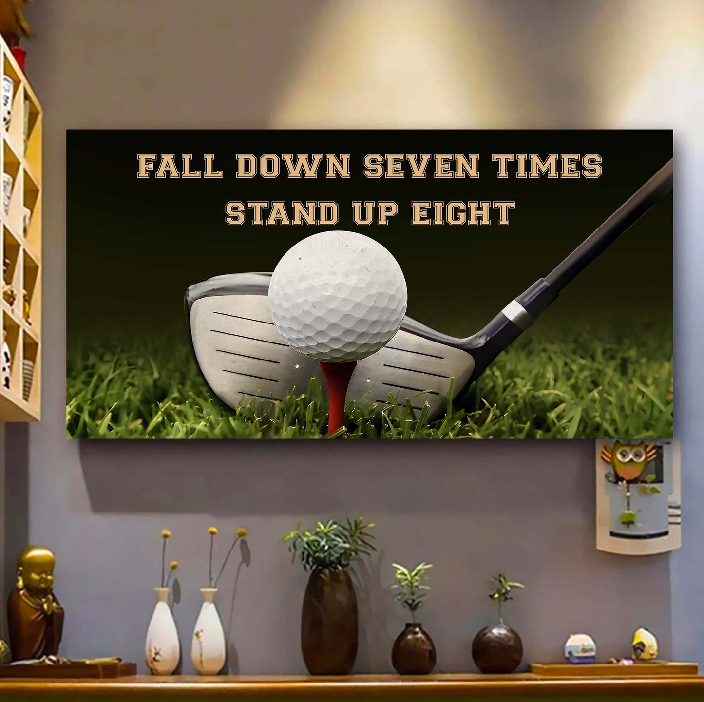 Baseball poster canvas fall down seven times stand up eight