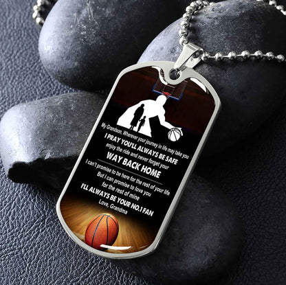 Sport Military Chain 18K Gold Plated Silver Plated To My Grandson From Grandma Motivation Message I Will Always Be Your No 1 Fan