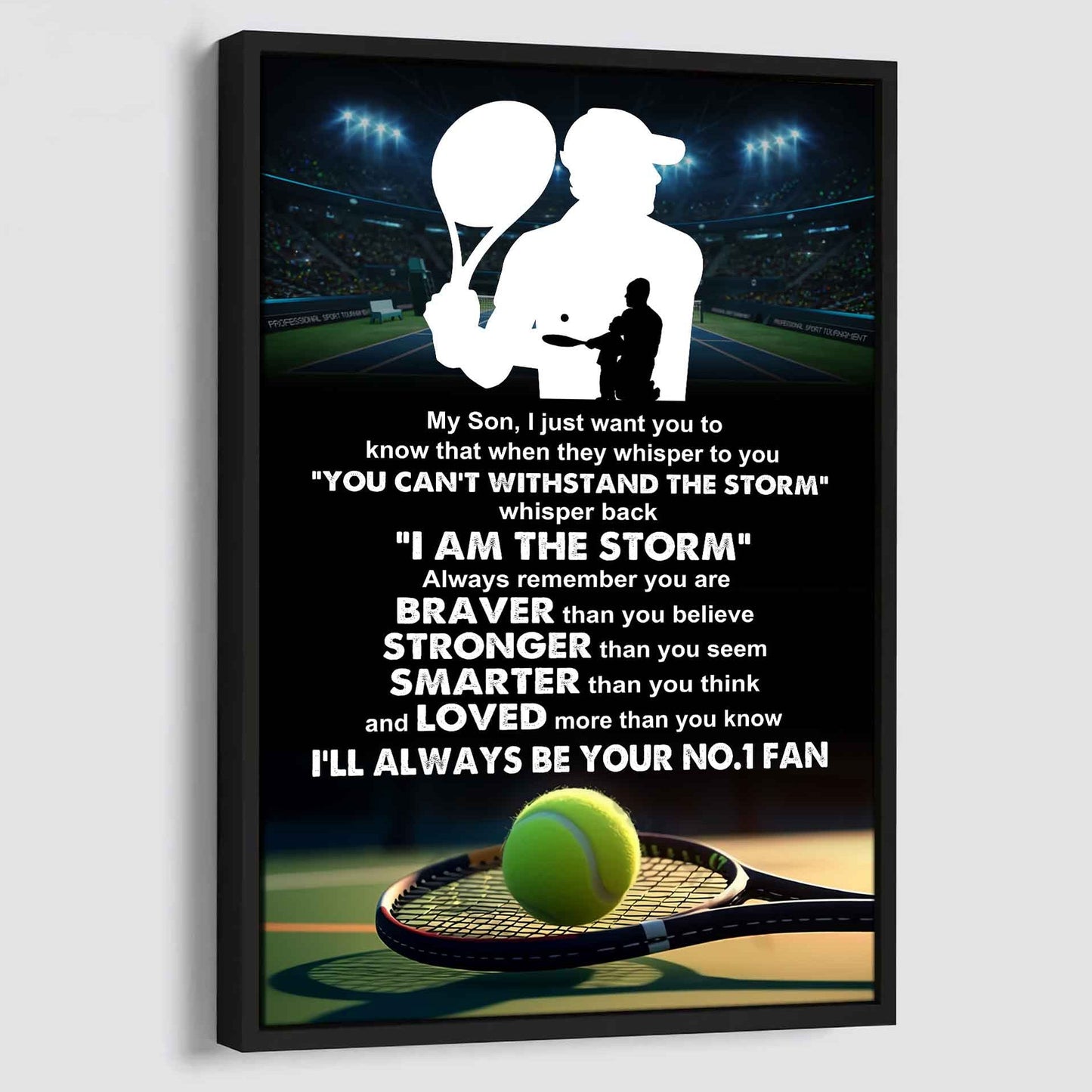 Baseball Poster Canvas Dad To Son - Whisper Back I Am The Storm I Will Always Your No 1 Fan