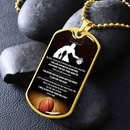 Sport Military Chain 18K Gold Plated Silver Plated To My Son From Dad Motivation Message I Will Always Be Your No 1 Fan