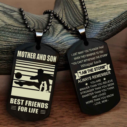 Sport Personalized Double Sided Dog Tag Father And Son Best Friend For Life - Whisper Back I'm The Storm