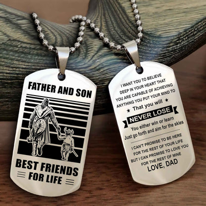 New Viking Double Side Dog Tag Father And Son Best Friends For Life From Dad To Son With Message On The Back Gift For Your Son