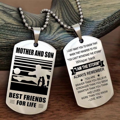 Sport Personalized Double Sided Dog Tag Father And Son Best Friend For Life - Whisper Back I'm The Storm