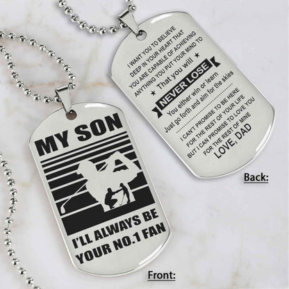 Sport Personalized Double Sided Dog Tag I Will Always Be Your No 1 Fan - You Will Never Lose Gift From Dad To Son