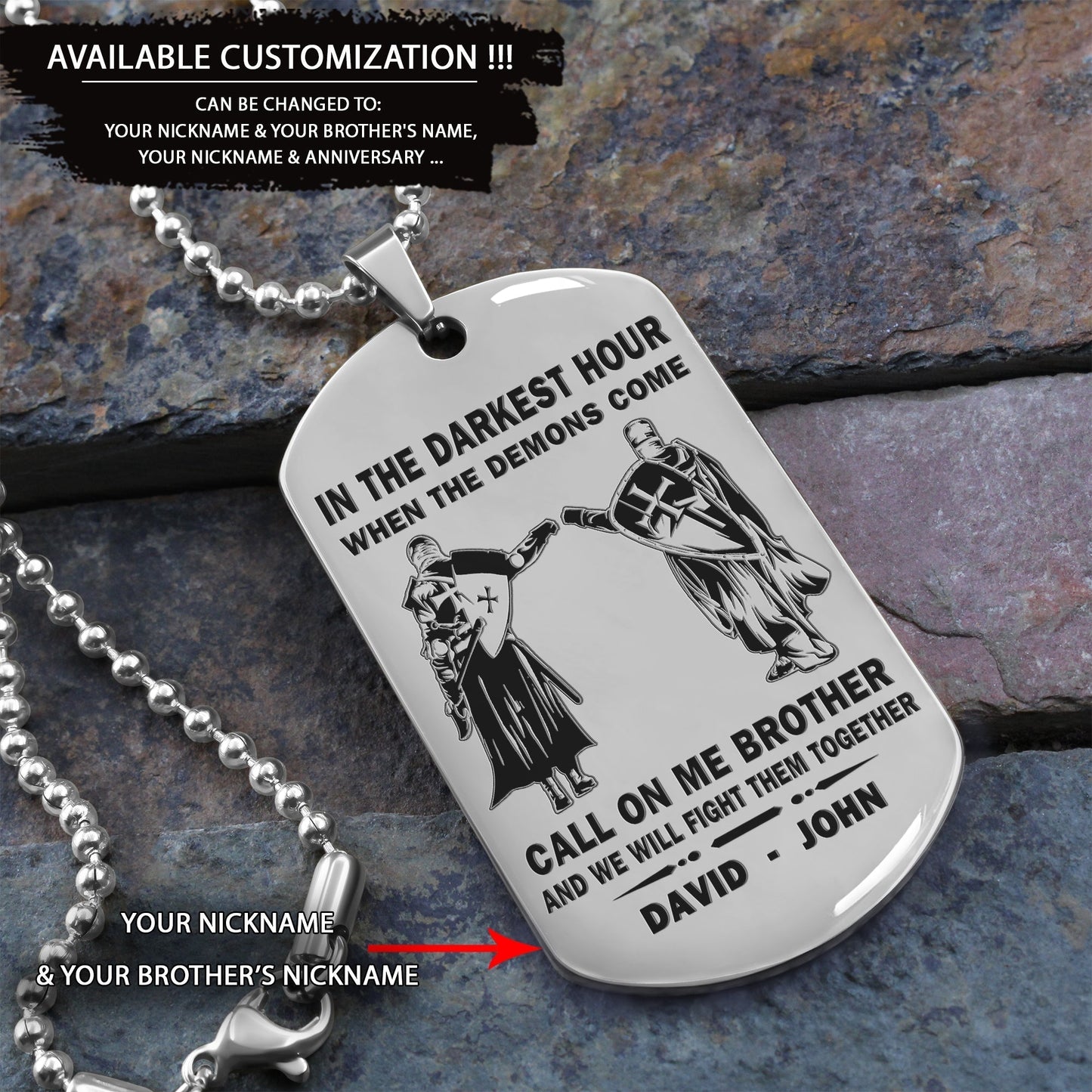 Personalized One Sided Dog Tag Call On Me Brother And We Will Fight Them Together Gift For Your Brother Your Cousins