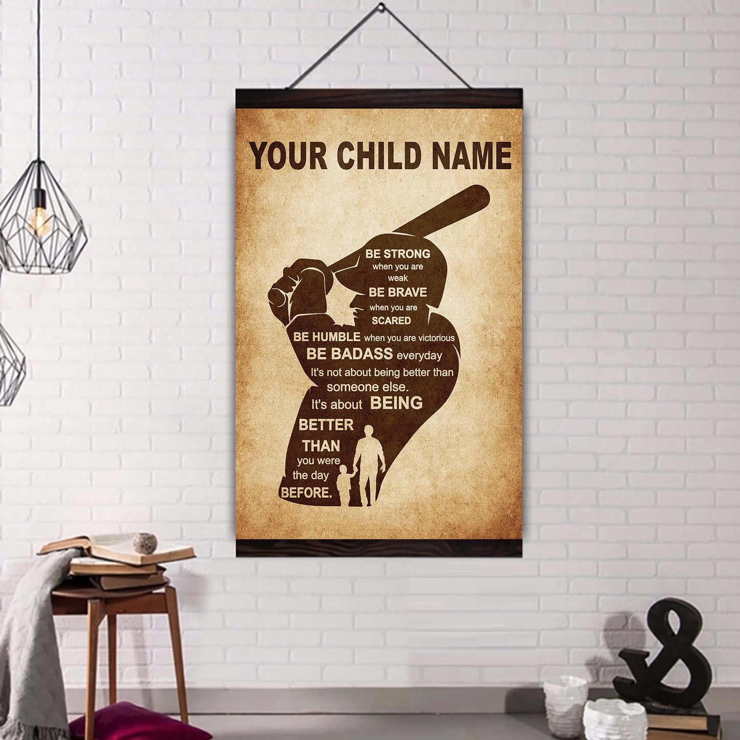 Soccer Personalized Your Child Name From Dad To Son Basketball Poster Canvas Be Strong When You Are Weak Be Brave When You Are Scared It's Not About Being Better Than Someone Else It's About Being Better Than You Were The Day Before
