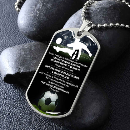 Sport Military Chain 18K Gold Plated Silver Plated To My Son From Mom Motivation Message I Will Always Be Your No 1 Fan