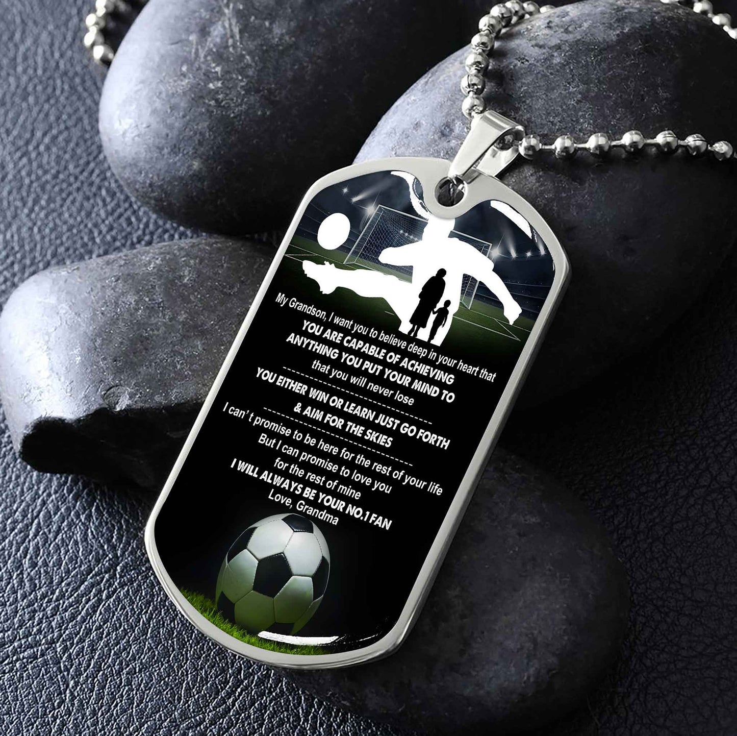 Sport Military Chain 18K Gold Plated Silver Plated To My Grandson From Grandma Motivation Message I Will Always Be Your No 1 Fan