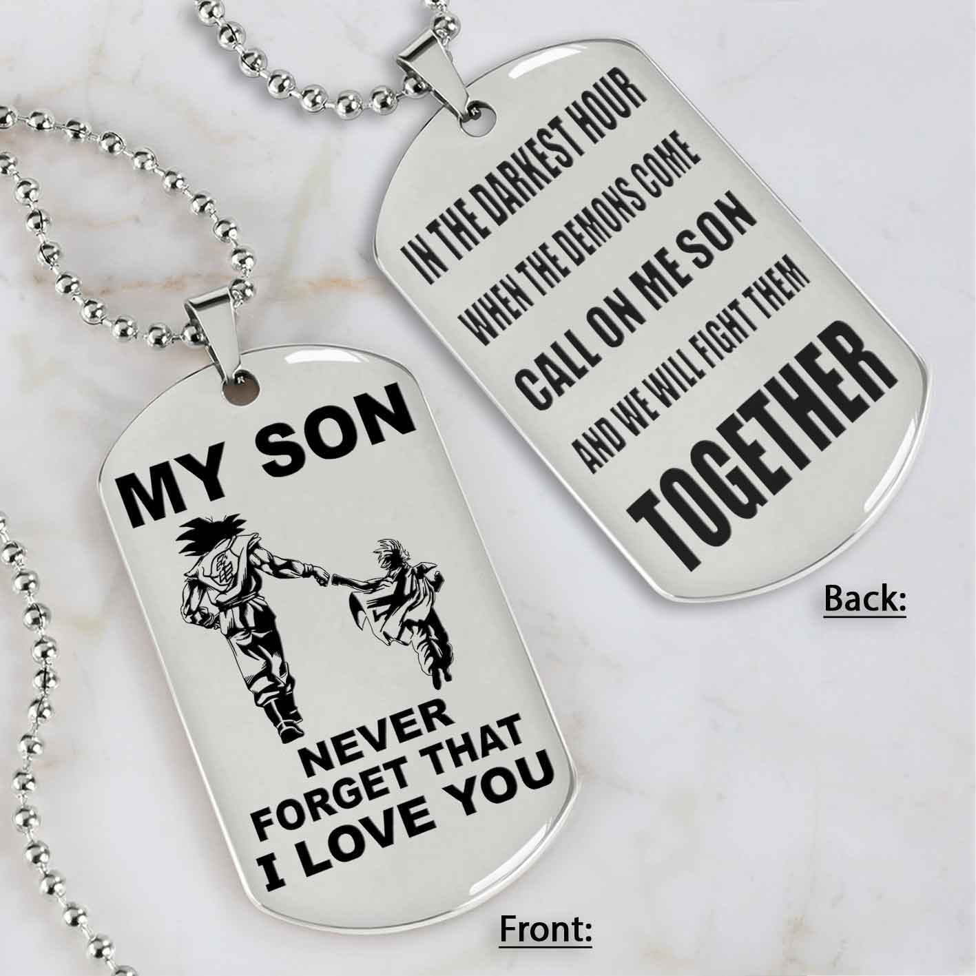 DRB Personalized Double Sided Dog Tag To My Son Never Forget That I Love You - Call On Me Son