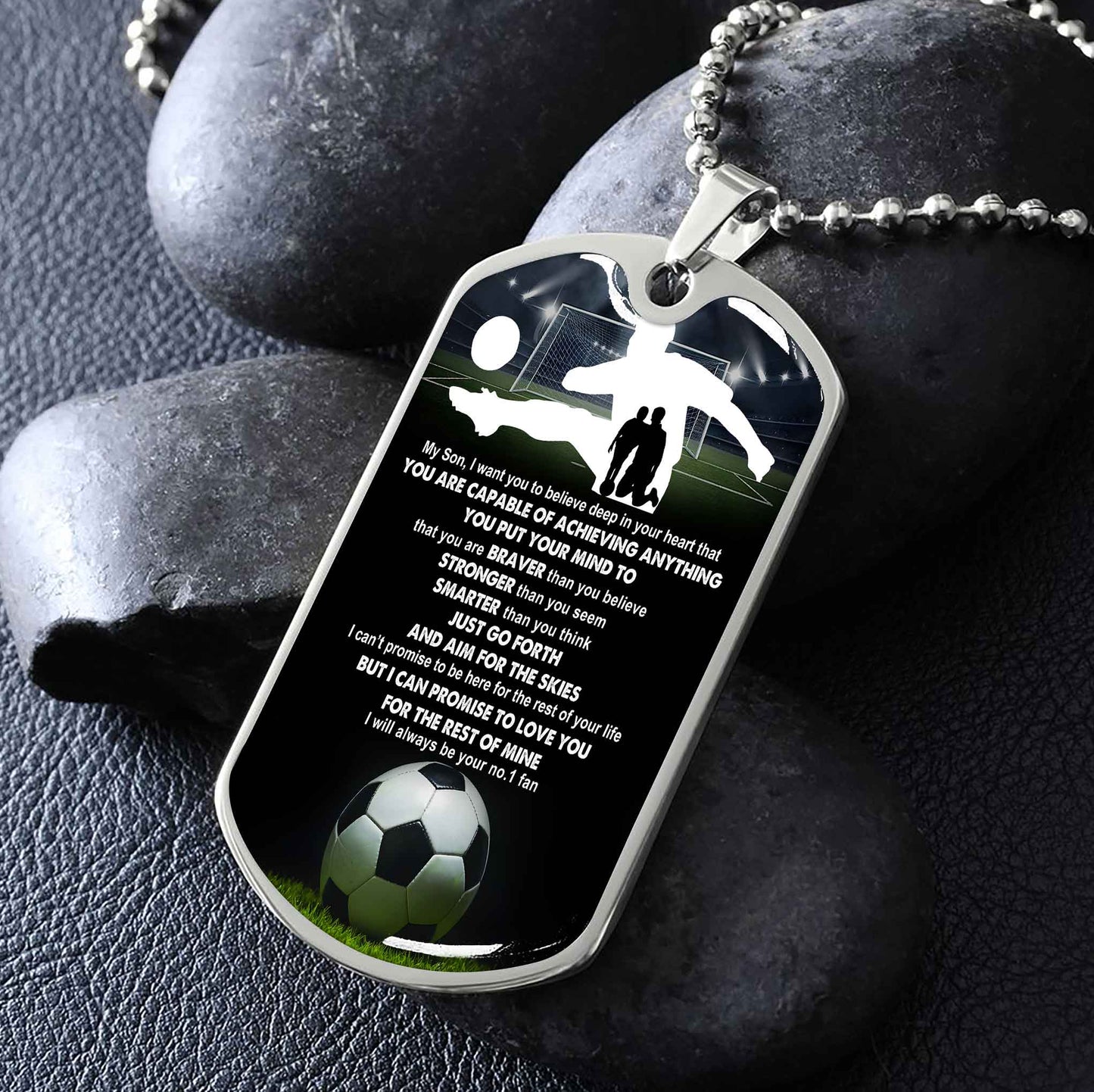 Sport Military Chain 18K Gold Plated Silver Plated To My Son From Dad Motivation Message I Will Always Be Your No 1 Fan