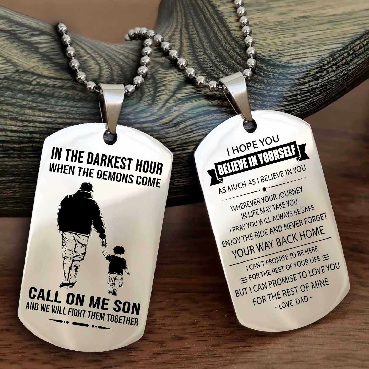 DRB Double Sided Dog Tag Call On Me Son - Gift For Son From Dad Never Forget Your Way Back Home