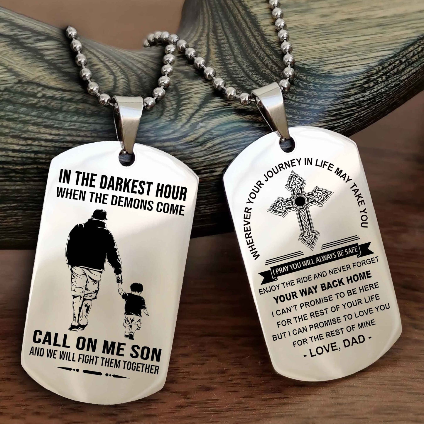 Knight Templar Double Sided Cross Dog Tag Call On Me Son - Gift For Son From Dad Your Way Back Home
