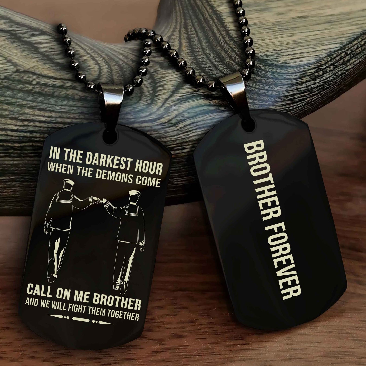 Soldier Customizable engraved black dog tag double sided gift from brother, brother forevers