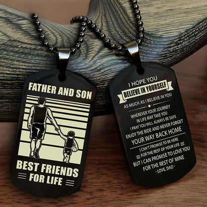 DRB Personalized Double Sided Dog Tag Silver To My Son I Love You - Enjoy The Ride And Never Forget Your Way Back Home From