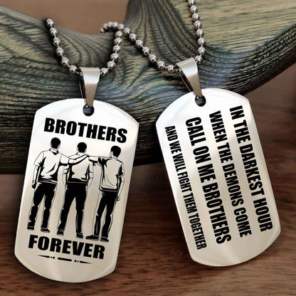 TWD Engraved Double Sided Dog Tag Call On Me Brother NAG Brothers Forever We Will Fight Them Together