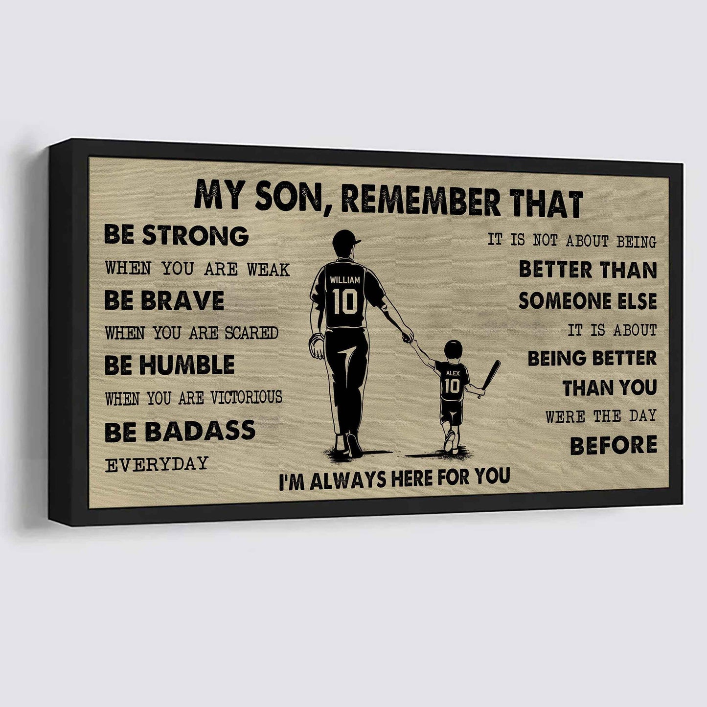 Personalized DRB Poster Canvas - My Son Remember That Be Strong When You Are Weak Be Badass Everyday
