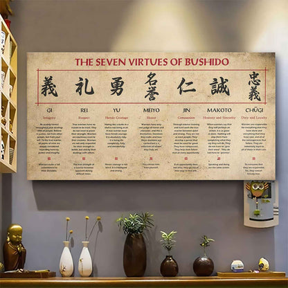 Samurai Poster Canvas-The Seven Virtues of Bushido