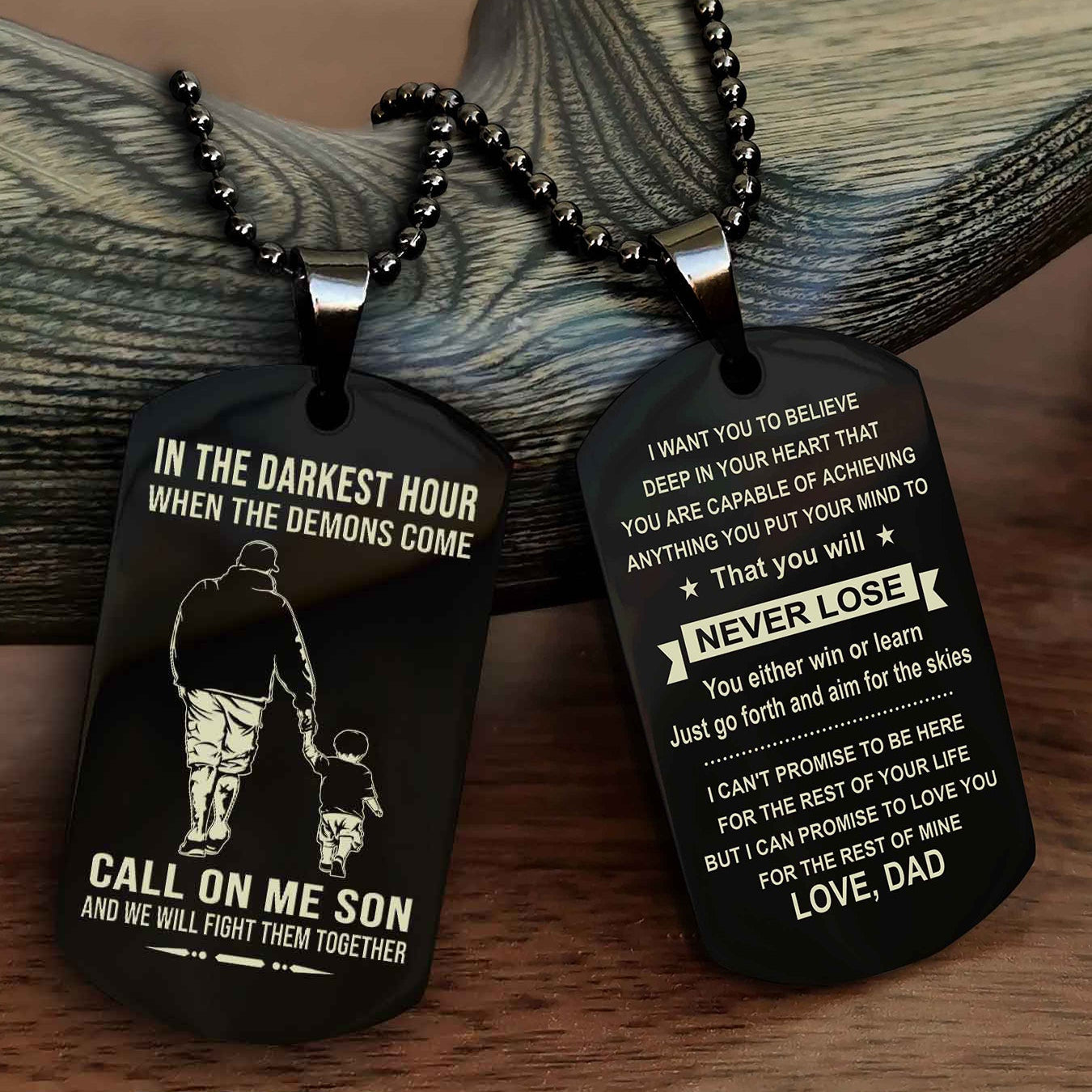 DRB Double Sided Dog Tag Call On Me Son - Gift For Son From Dad You Will Never Lose You Either Win Or Learn