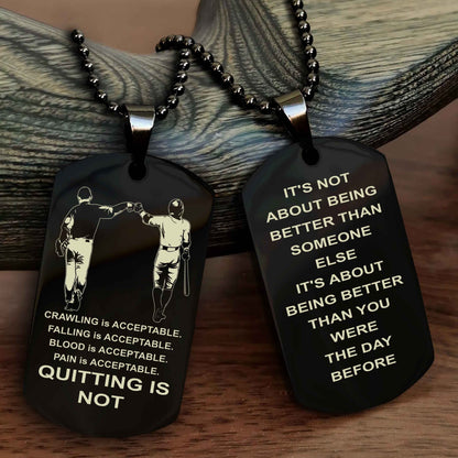Spartan Double Sided Dog Tag Quiting Is Not It Is About Being Better Than You Were The Day Before