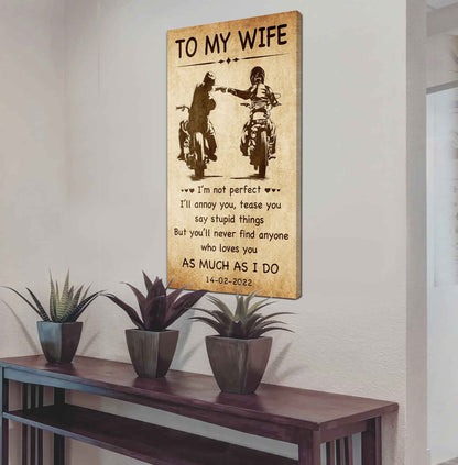 Biker Poster Canvas To My Wife - I Am Not Perfect