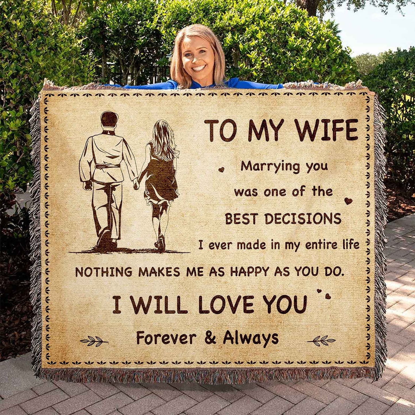 To My Wife Woven Blanket Marrying You Was One Of The Best Decision Gift For Your Wife