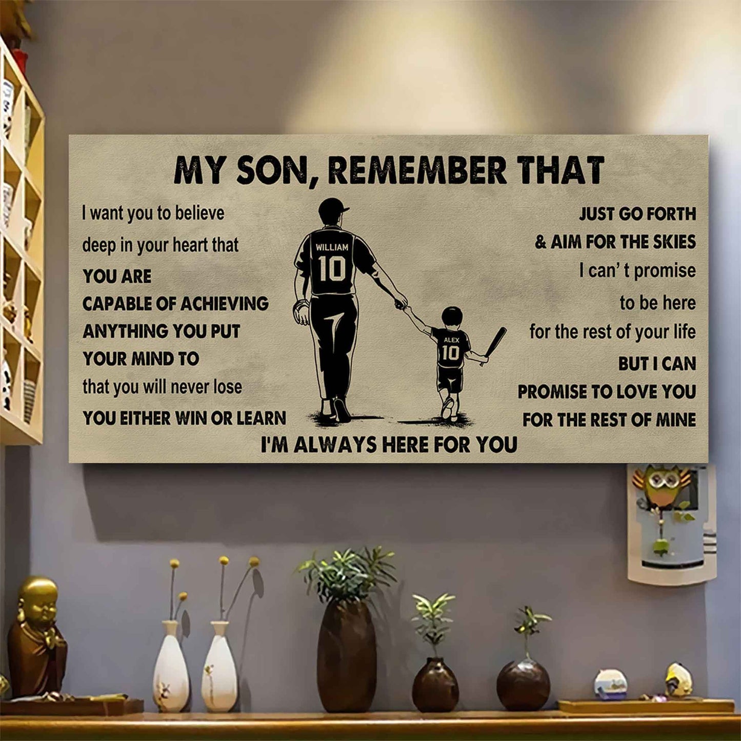 Personalized Sport Poster Canvas -  My Son Remember That You Will Never Lose You Either Win Or Learn