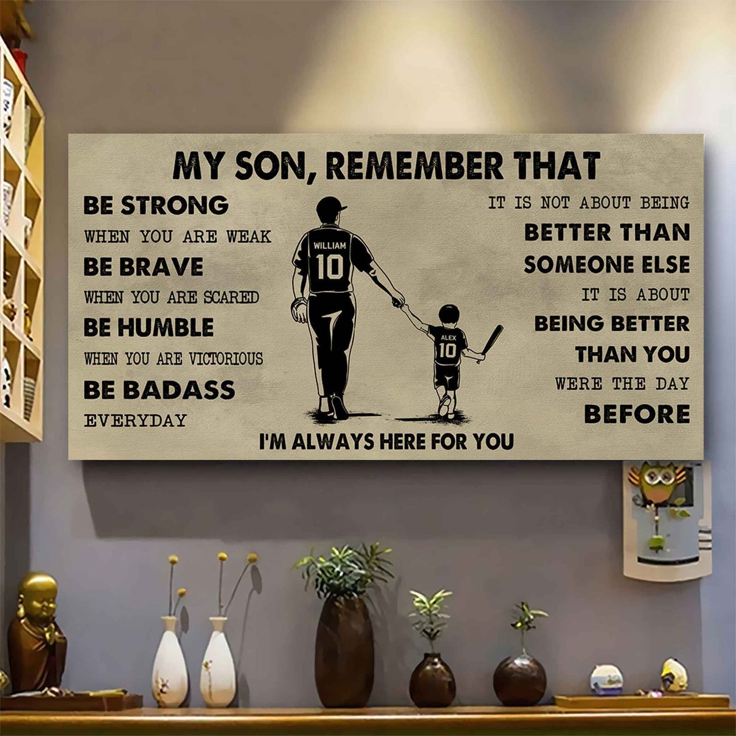Personalized Sport Poster Canvas - My Son Remember That Be Strong When You Are Weak Be Badass Everyday