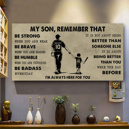 Personalized Sport Poster Canvas - My Son Remember That Be Strong When You Are Weak Be Badass Everyday