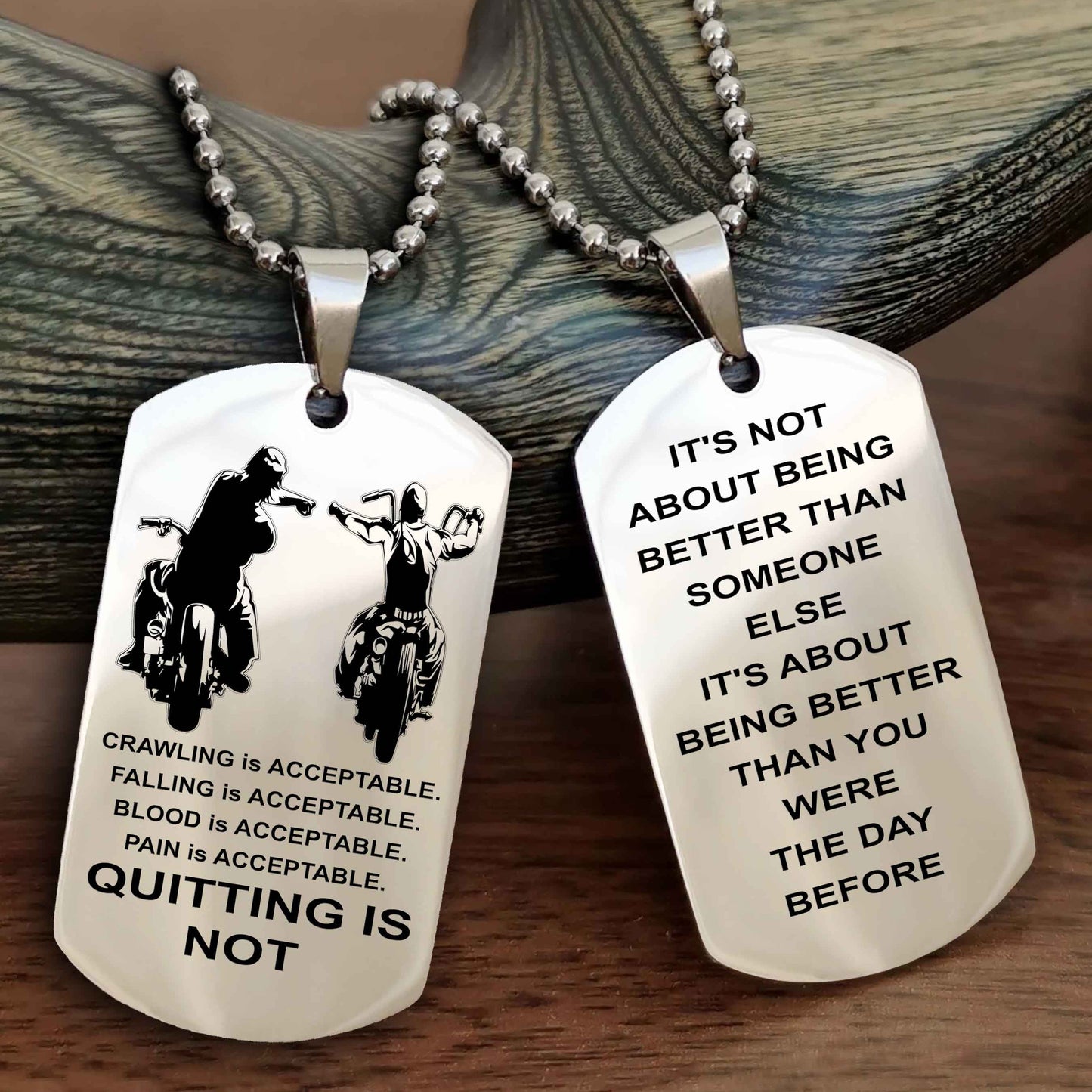 Spartan Double Sided Dog Tag Quiting Is Not It Is About Being Better Than You Were The Day Before