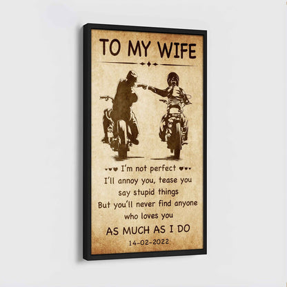 Biker Poster Canvas To My Wife - I Am Not Perfect