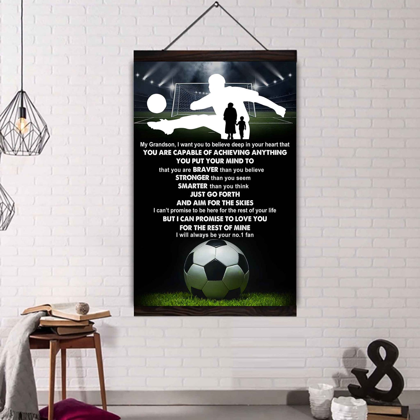 Soccer Poster Canvas Grandma To Grandson - That You Are Braver Than You Believe You Are Capable Of I Will Always Your No 1 Fan