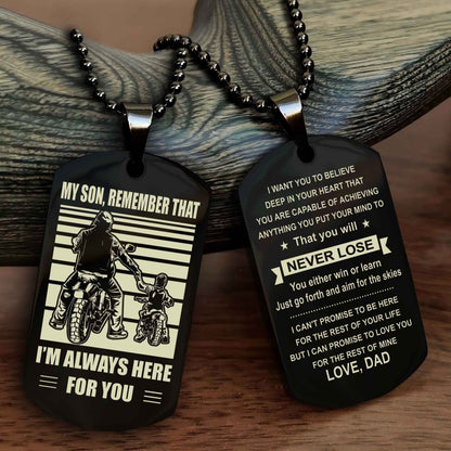 DRB Personalized Double Sided Dog Tag My Son Remember That I Will Always Here You Will Never Lose You Either Win Or Learn