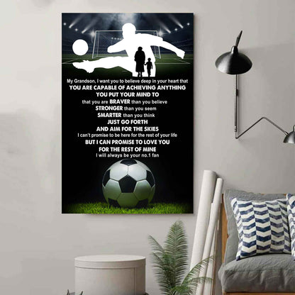 American Football Poster Canvas Grandma To Grandson - That You Are Braver Than You Believe You Are Capable Of I Will Always Your No 1 Fan
