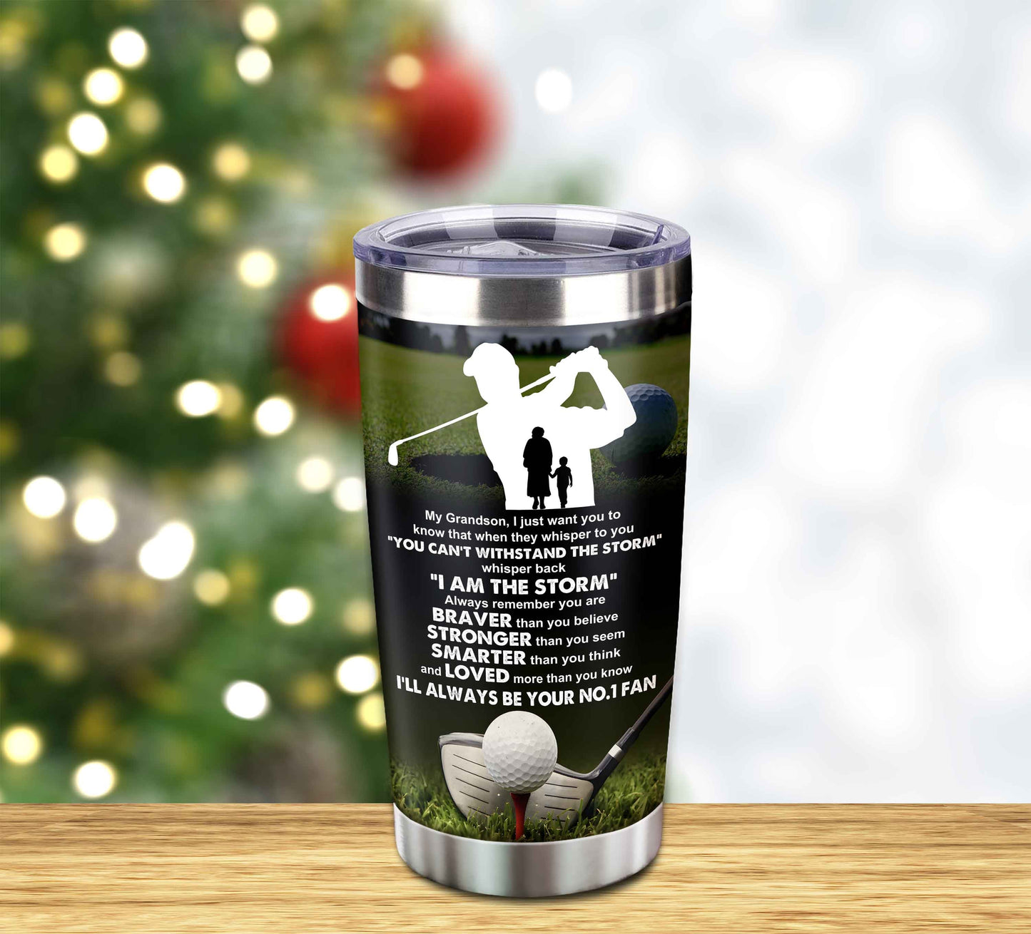 Customizable Tumbler To My Grandson With Inspriration Quotes From Grandpa And Grandma