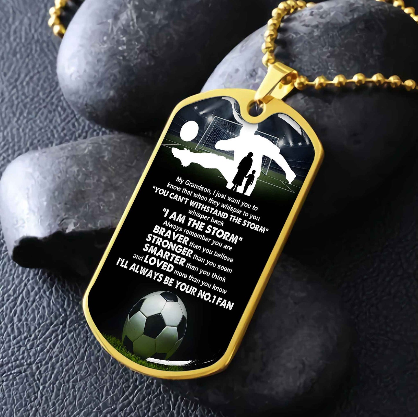 Sport Military Chain 18K Gold Plated Silver Plated To My Grandson From Grandma Motivation Message I Will Always Be Your No 1 Fan