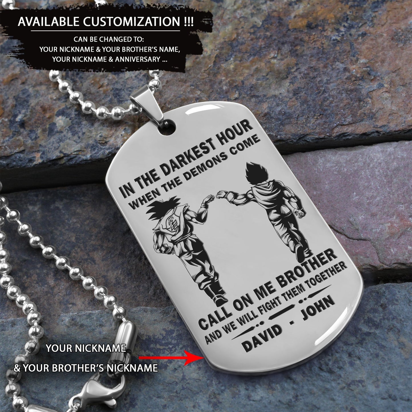 Personalized One Sided Dog Tag Call On Me Brother And We Will Fight Them Together Gift For Your Brother Your Cousins