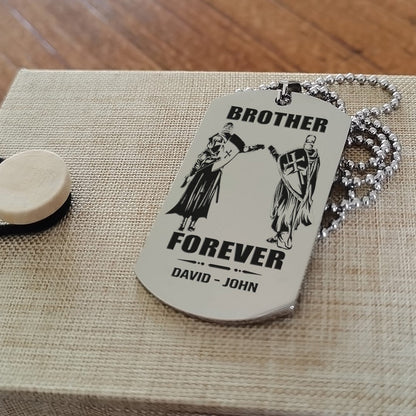 Customizable engraved silver dog tag double sided gift from brother, In the darkest hour, When the demons come call on me brother and we will fight them together, brother forever